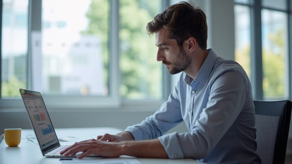 Профессиональный аналитик проводит тестирование email кампаний на компьютере