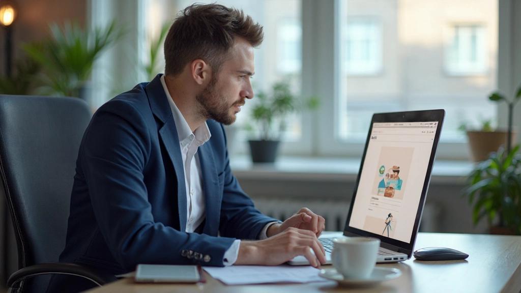 Профессиональный дизайн email шаблона на экране ноутбука в офисе