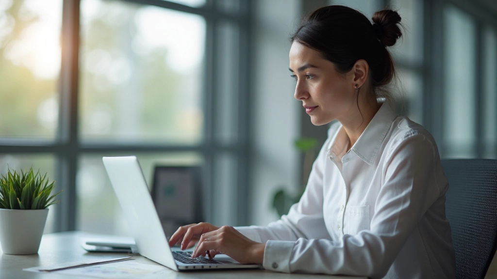 Professional marketer analyzing email campaign metrics on laptop dashboard
